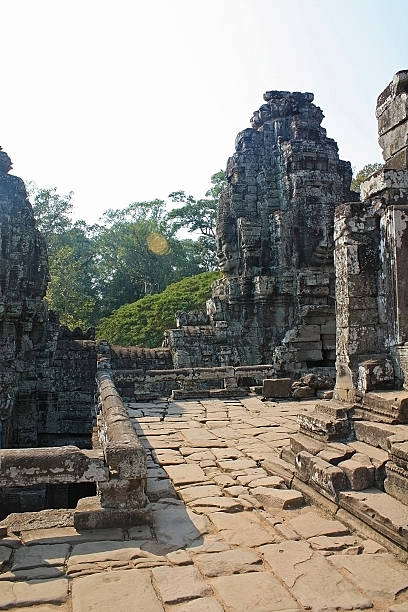 istock Temple ruins with worn stone structures and forest backdrop in spiritual setting 2225835760