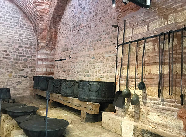 istock Interior view with vaulted ceiling and stone arches in historic architectural setting in Topkapi Palace in Fatih Istanbul Turkey 2225836587