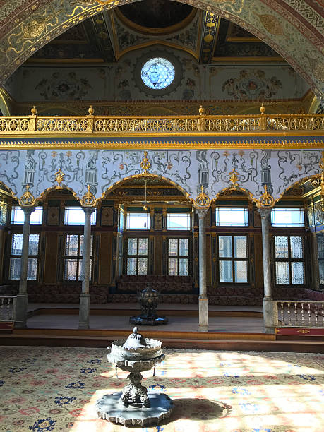 istock Ornate hall interior with central fountain, patterned walls, and sunlit windows in Topkapi Palace in Fatih Istanbul Turkey 2225836916