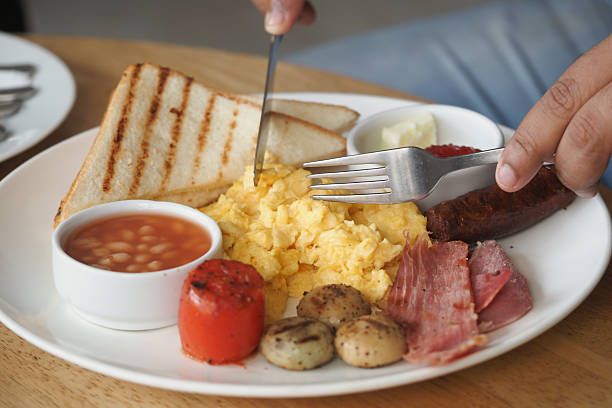 istock Delicious breakfast served with scrambled eggs and toast 2225844402