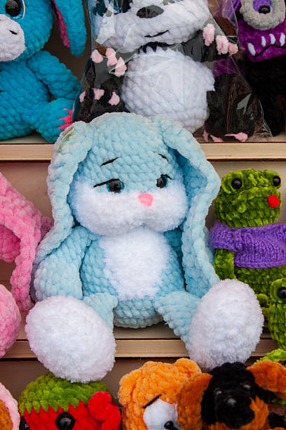 istock New soft knitted toys, hand made from yarn. 2225846332