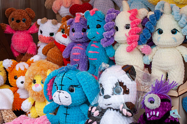 istock New soft knitted toys, hand made from yarn. 2225846389