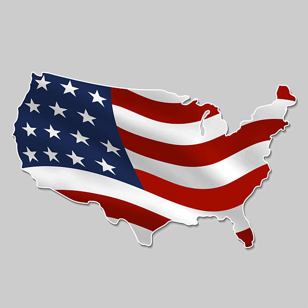 istock Map of the united states with a national flag 2225848606