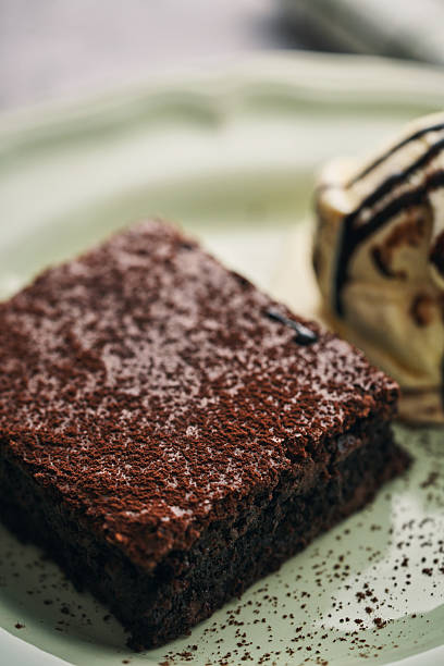 Chocolate Brownies Served with Vanilla Ice