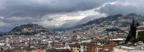 Quito, Ecuador. Panoramic skyline of Carolina Park modern condominiums in central business district.