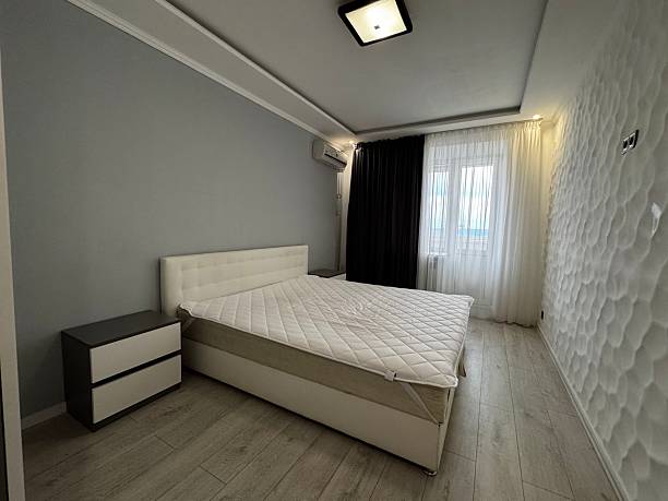 istock Modern Minimalist Bedroom Interior with Double Bed 2225860386