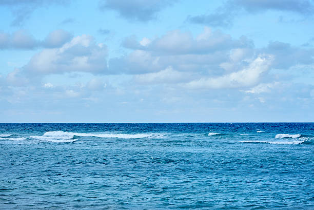 Blue Sky and Small Ocean Waves on the Horizon