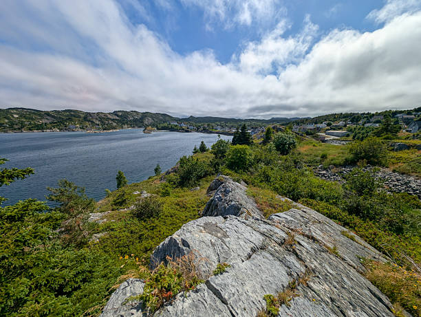 Wide angle view of Brigus Bay on the Avalon Peninsula, Newfoundland and Labrador, Canada
