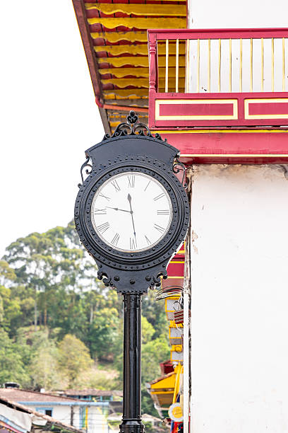 istock Vintage Ornate clock stands outside a building. 2225891939
