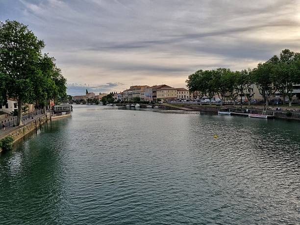 istock Evening in the River in Agde with a cloudy sky background. 2225892283