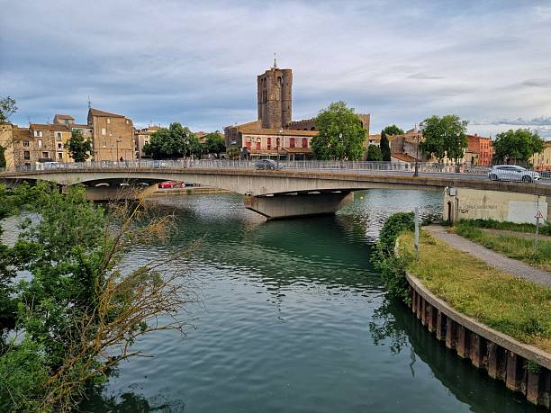 istock Evening in the River in Agde with a cloudy sky background. 2225892287