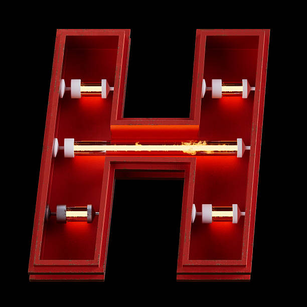 Bright Neon Font with fluorescent tubes.Metallic futuristic  cyberpunk Alphabet. 3d Rendering Isolated on black Background.