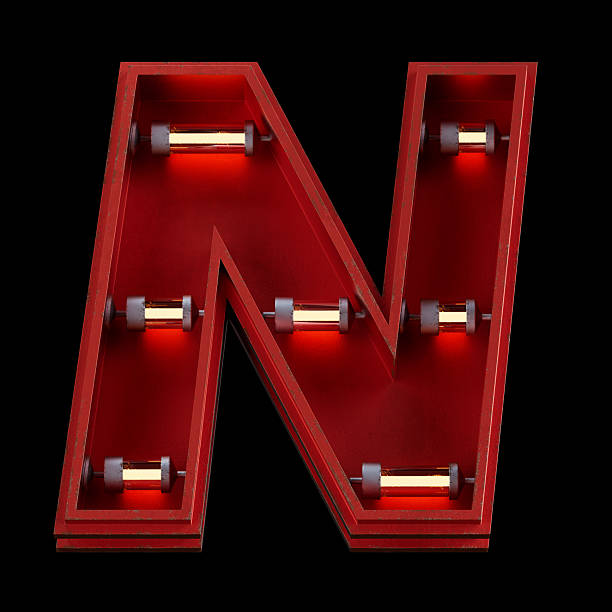 Bright Neon Font with fluorescent tubes.Metallic futuristic  cyberpunk Alphabet. 3d Rendering Isolated on black Background.