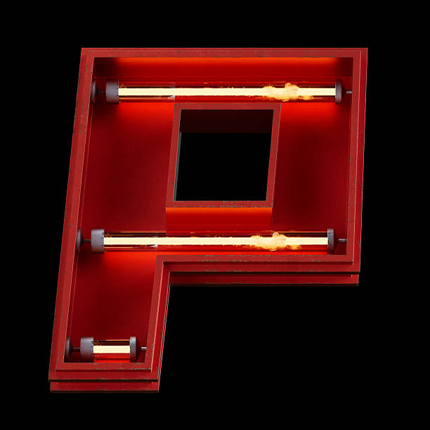 Bright Neon Font with fluorescent tubes.Metallic futuristic  cyberpunk Alphabet. 3d Rendering Isolated on black Background.