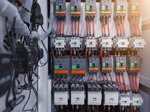 istock Industrial circuit breaker and  contactors on the main electrical  panel distribution. 2225896796
