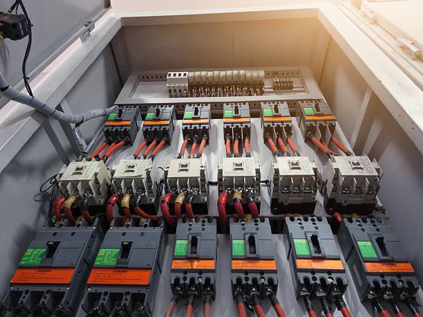 istock Industrial circuit breaker and  contactors on the main electrical  panel distribution. 2225896896