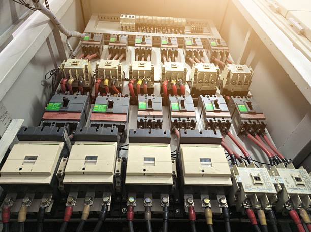 istock Industrial circuit breaker and  contactors on the main electrical  panel distribution. 2225896927