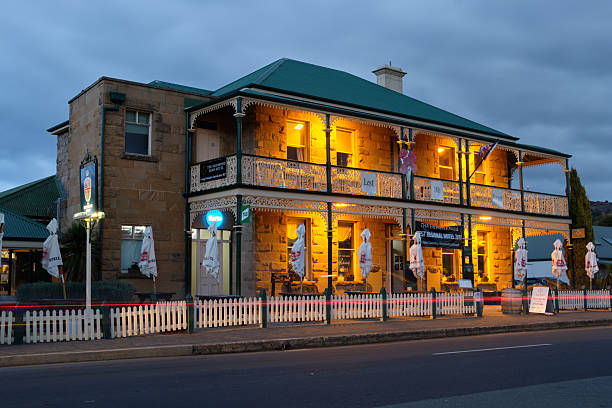Richmond, Tasmania, Australia - April 27, 2019: The Richmond Arms Hotel was established in 1827 but the original building was destroyed by fire in 1888Australia