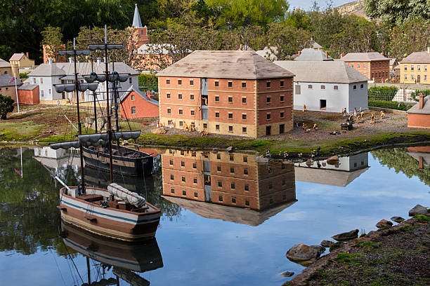 Richmond, Tasmania, Australia - April 28, 2019: Miniature re-creation of old Hobart town as it was in the 1820s