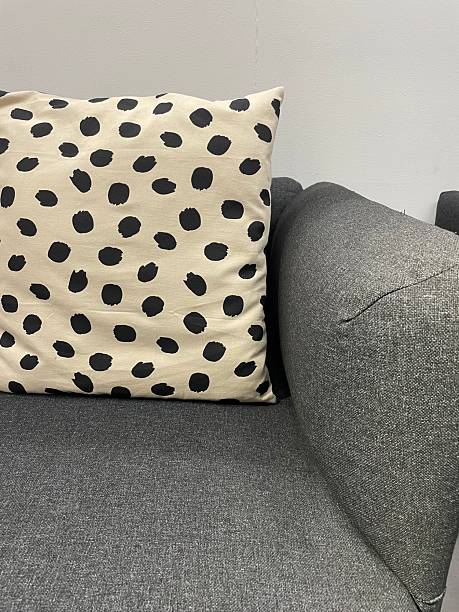 istock Black and White Polka Dot Cushion on Grey Sofa — Modern Home Decor 2225911100