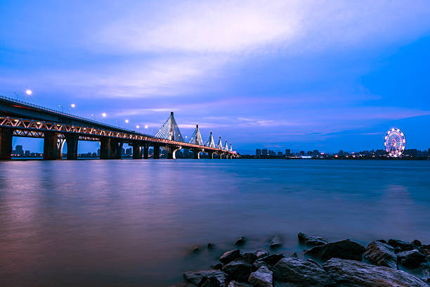 City riverside night view