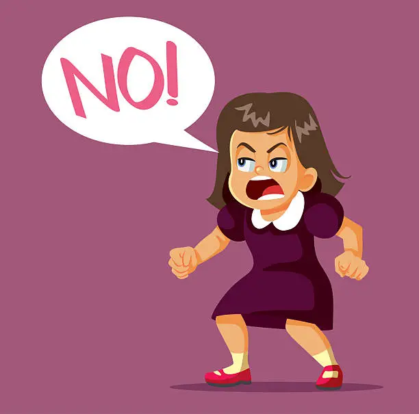 Angry Toddler Saying No Feeling Cranky Vector Character Angry Toddler Saying No Feeling Cranky Vector Character