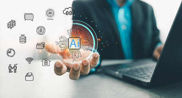 istock Hand business showing a icon of Ai technology to help work and use computer, AI Learning and artificial intelligence. 2225912636