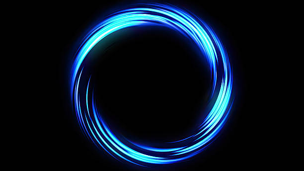 istock Circle vibrant hues of blue create a dynamic scene, Abstract circle flow light of colorful particles through neon portal. 2225923771