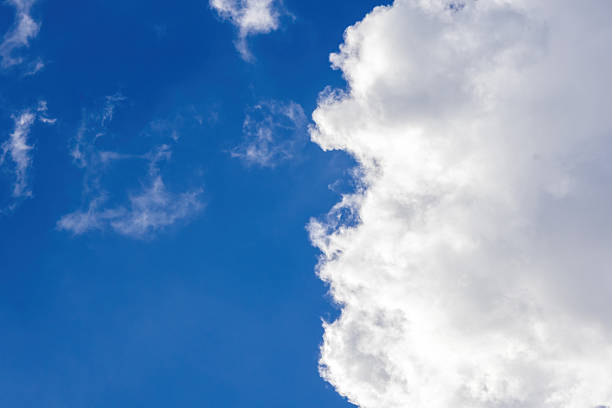 Vibrant blue sky with ethereal white clouds forming a stunning, rare abstract texture. Bright sky background, perfect for serene and expansive visuals.
