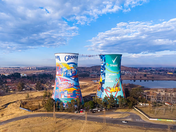 Soweto Towers offering bungee jumping between the towers, a prominent site seen in Soweto Township, being old cooling towers from a demolished power station.