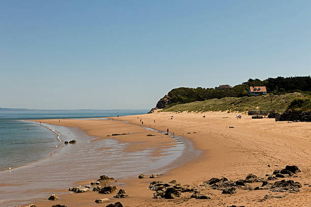 View along the beach at Caldey island, Tenby, South Wales