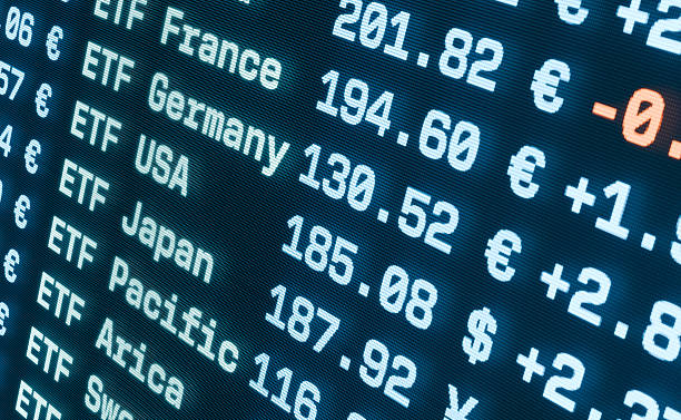 istock ETF, exchange-traded fund, trading board, prices. 2225946663