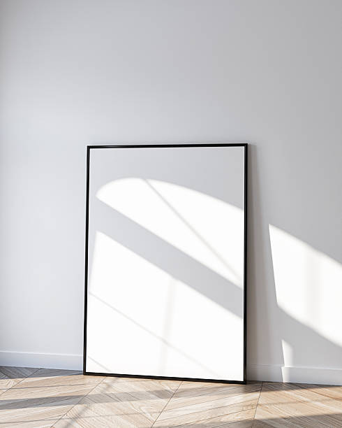 Vertical Poster Frame Mockup in Elegant Room. Close up. 3D Render.