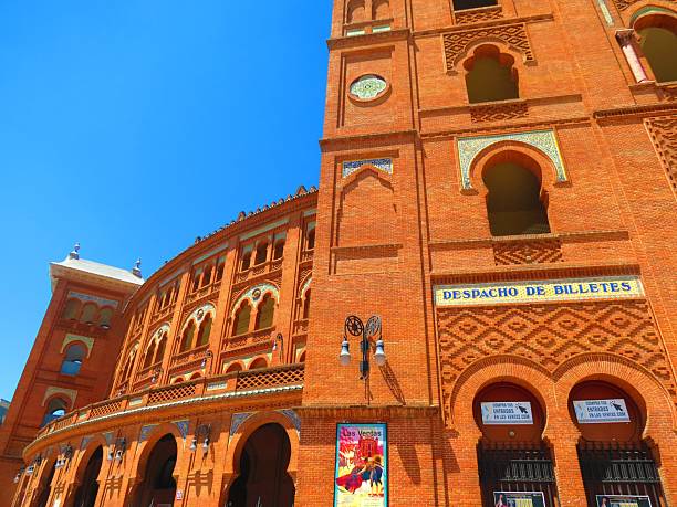 Albacete, Castilla La Mancha, Spain- September 13, 2025: Albacete bullring facade illuminated for the Fair Festivity at night