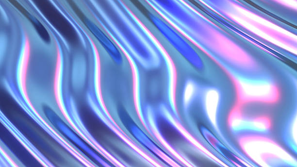 istock Purple blue iridescent wavy background, shiny and lustrous chrome metal pattern texture, silky liquid metallic waves. 2225963727