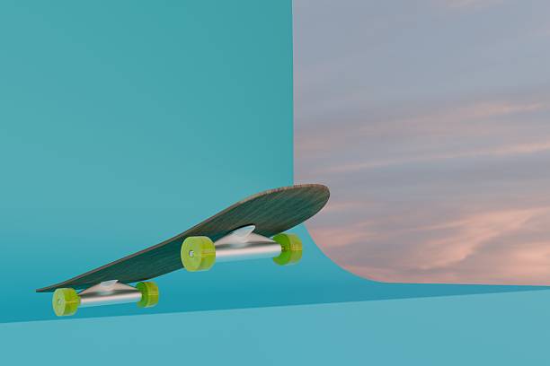 istock 3d rednder of shateboard with blue background 2225964027