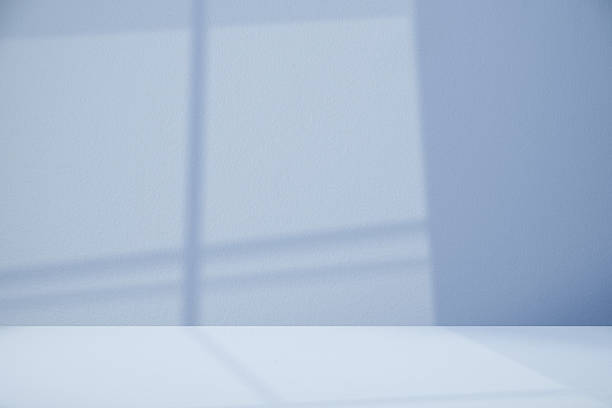 istock Blue Background Studio with Shadow, Window Light on Podium Stage Podium for Product Display Design Present,Empty Backdrop Blue Wall Concrete Texture with Abstract Sun Light on Floor for Winter banner 2225967348