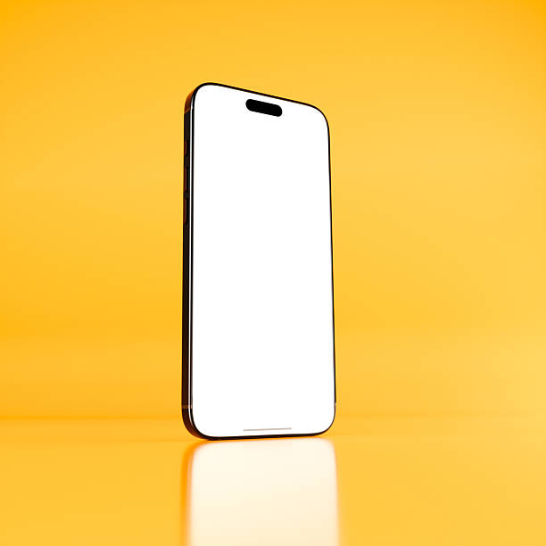 istock Smartphone blank screen isolated on yellow background. 2225974633