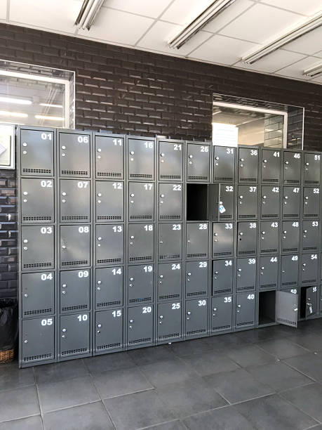 istock Lockers are arranged in a modern gym interior space 2225974893