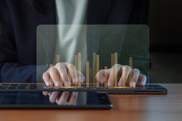 istock Project management tool concept. Businesspeople use laptops to manage work projects and update tasks with Gantt chart schedules to business plans and progress. Planning software. 2225977955