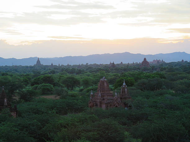 Evening View over the temples at Bagan in Myanmar