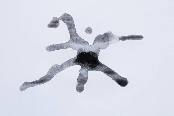 istock Black watercolor stain on white background as abstract ink effect pattern for background, texture 2225981199