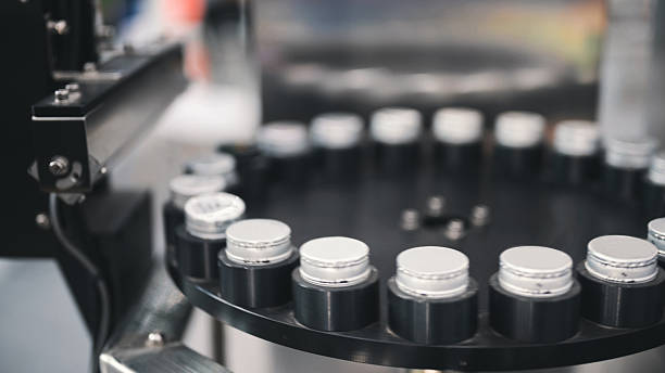 istock Automatic vision inspection of tablets or capsules round table conveyor system in industrial high-speed rotation platform in smart automation line 2225981482