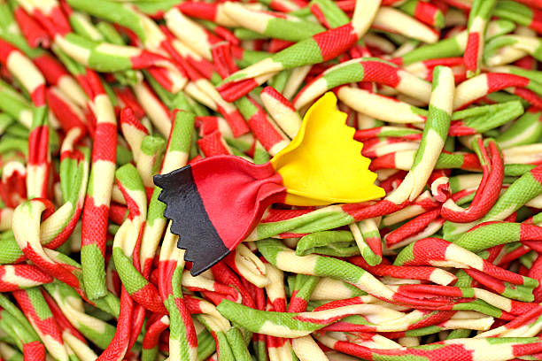 Pasta in the colors of Germany and Italy flag