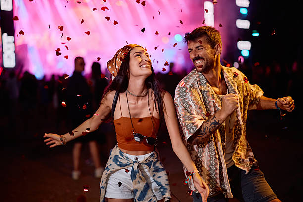 istock Music concert, summer and confetti fireworks! 2225983281
