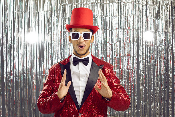 istock Amazed black disco man hold measurement in hands 2225987680