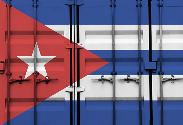 istock Shipping container with Cuba national flag overlay 2225990229