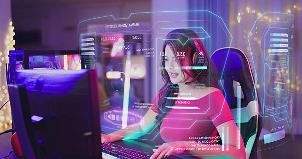 istock esports gamer neon hologram interface 2225993235