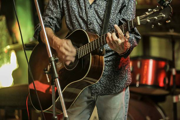 istock close-up pf Live Acoustic Guitar Performance with Band 2225999168