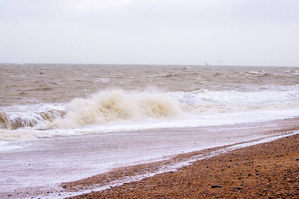 Waves approaching the beach at Blyth in Northumberland
